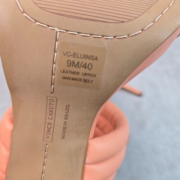 Vince Camuto High Heel Sandals Sz 9 Coral Orange Padded Square Toe Stiletto Mule - Picture 8 of 10